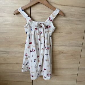Carter's Cream Dress with Red and Blue Nautical Print
